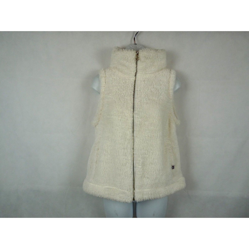 Tommy Hilfiger Faux Fur White Vest Full-Zip New With Tags Size Petite Small